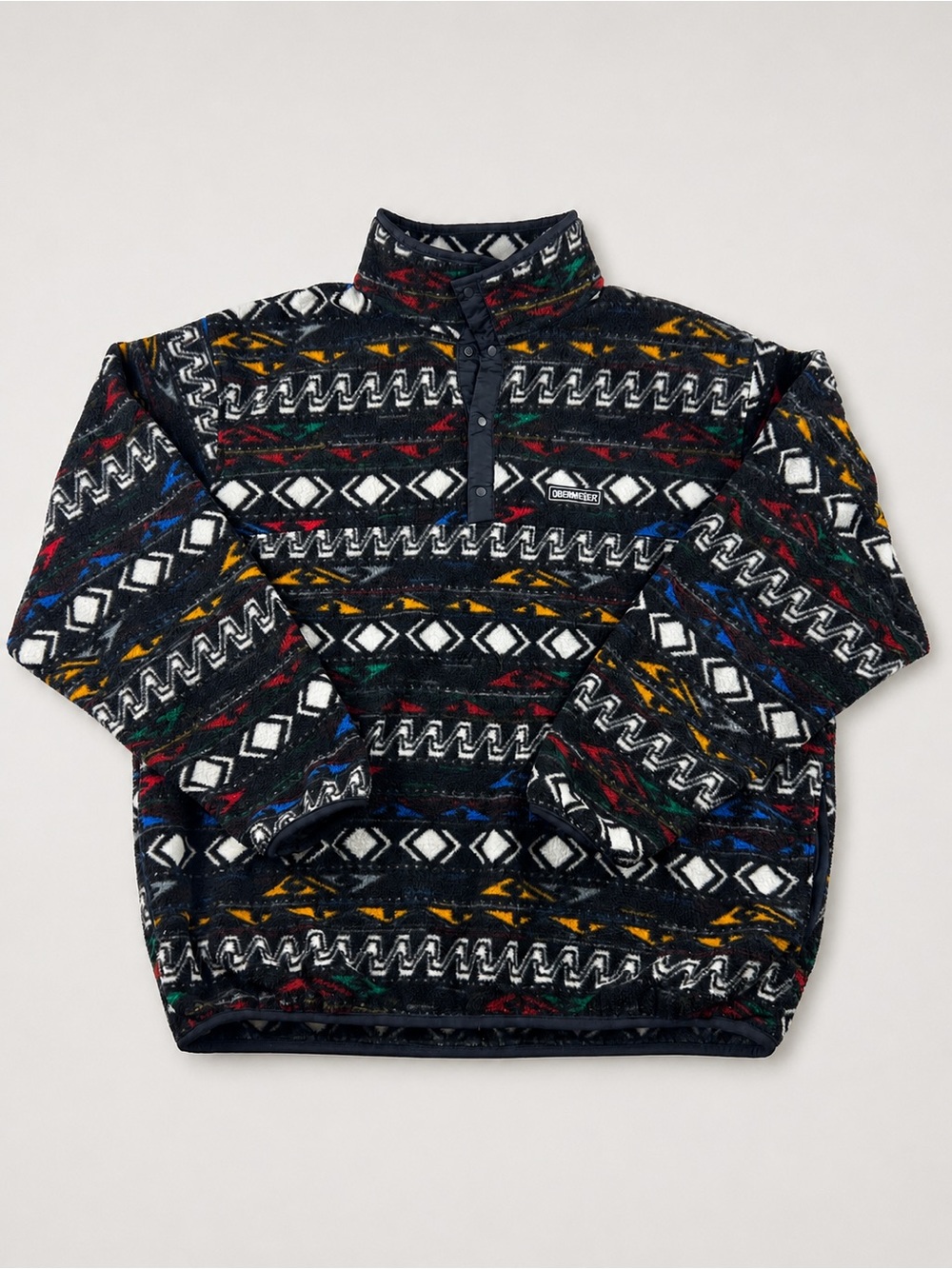 Vintage 90s Obermeyer Aztec Fleece Snap-T Pullover Made USA Southwestern XL